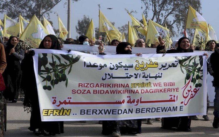 Efrin’e düzenlenen operasyonun 5. yıl dönümünde Rojava’da Efrin gösterileri düzenlendi