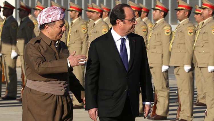 Fransa Cumhurbaşkanı Hollande Peşmerge'yi ziyaret etti