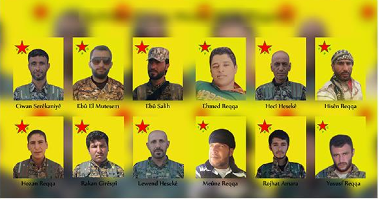 Rakka'da yaşamını yitiren 13 YPG'linin isimleri açıklandı