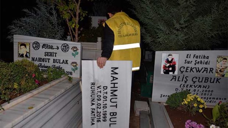 Diyarbakır'da PKK'lilerin mezar taşları değiştirildi