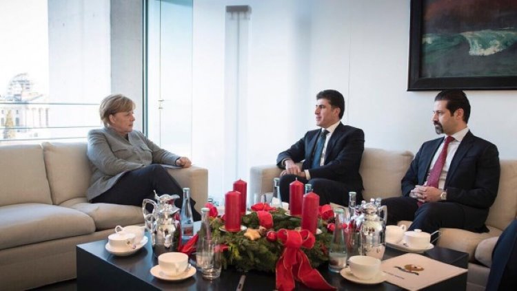 Başbakanı Neçirvan Barzani ve Yardımcısı Kubat Talabani, Merkel ile görüştü