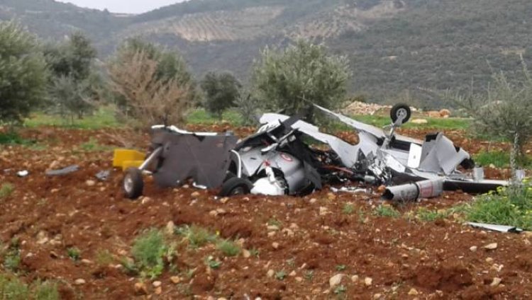 YPG açıkladı Afrin'in Raco ilçesine bağlı Qude köyünde TSK’ye ait keşif uçağı düşürüldü