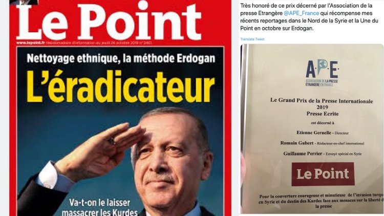 Erdoğan'ın suç duyurusunda bulunduğu Le Point'e Rojava ödülü