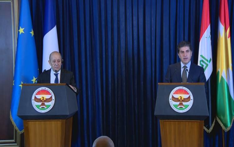 Neçirvan Barzani ile Fransa Dışişleri Bakanı bir araya geldi