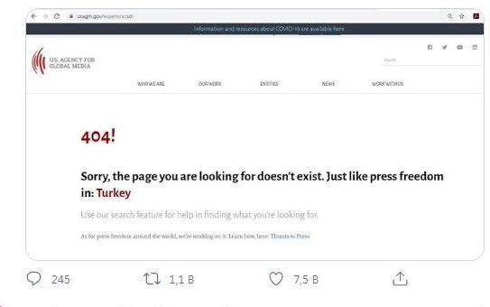 Aradığınız sayfa yok... Tıpkı Türkiye'deki basın özgürlüğü gibi
