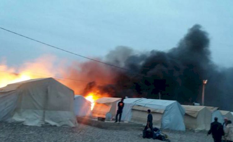 Suriyeli mültecilerin yaşadığı çadır kampı ateşe verildi