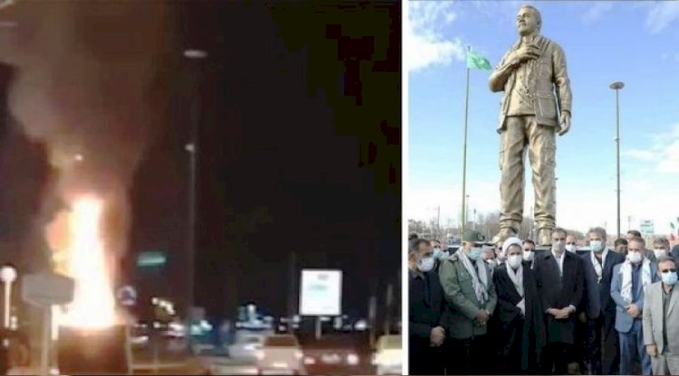 İran'da Kasım Süleymani’nin heykeli ateşe verildi