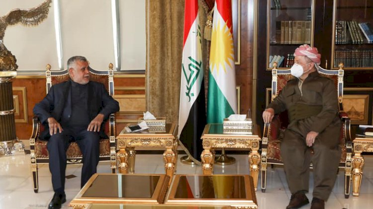 Mesud Barzani, Fetih Koalisyonu lideri Hadi Amiri ile bir araya geldi