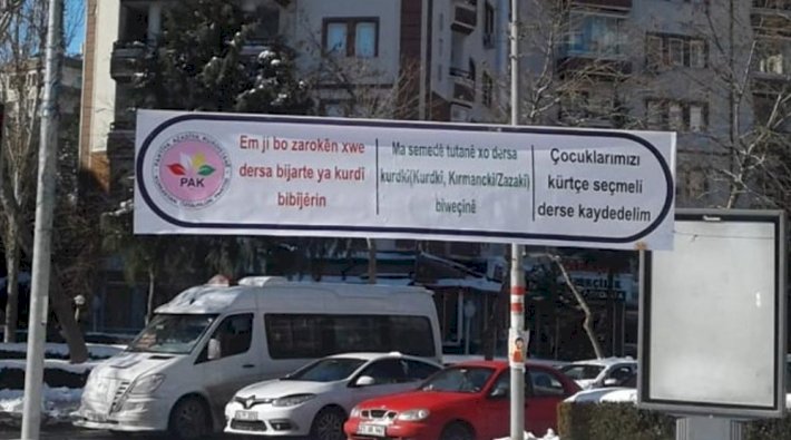 PAK’tan Diyarbakır’da pankartlarla Kürtçe seçmeli ders çağrısı
