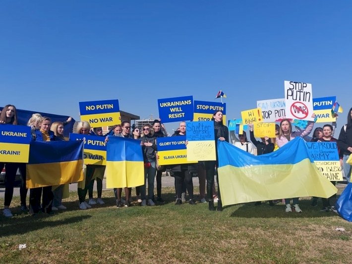 Erbil'deki Ukraynalılar Rusya'yı protesto etti