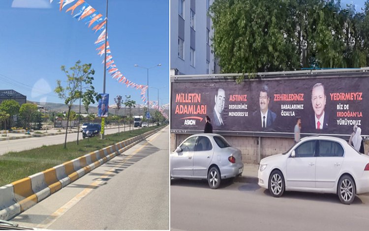 CHP Van kampı öncesi kentte AKP bayrakları, 'Menderes’i astınız, Özal’ı zehirlediniz, Erdoğan’ı yedirmeyiz’ afişleri asıldı