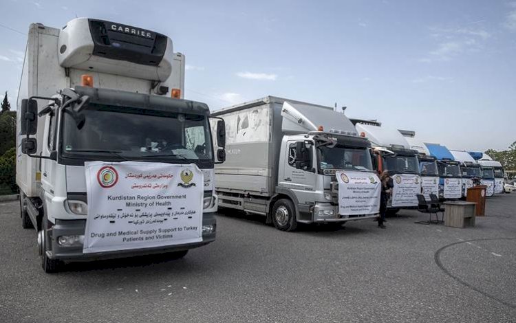 Kürdistan Bölgesi'nden deprem bölgelerine 8 tırlık ilaç ve tıbbi yardım