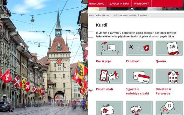 İsviçre'nin başkenti Bern'in sitesine Kürtçe seçeneği eklendi