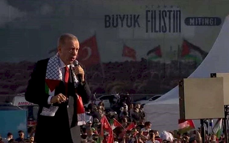 Erdoğan Filistin mitinginde konuştu: Bir gece ansızın gelebiliriz
