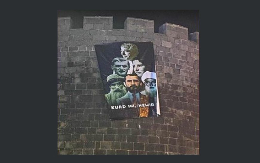 Diyarbakır'da surlara Kürt şahsiyetlerinin posteri asıldı