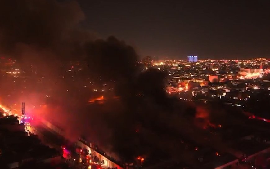 Erbil’deki pazar yerinde büyük yangın:  Çok sayıda dükkan küle döndü